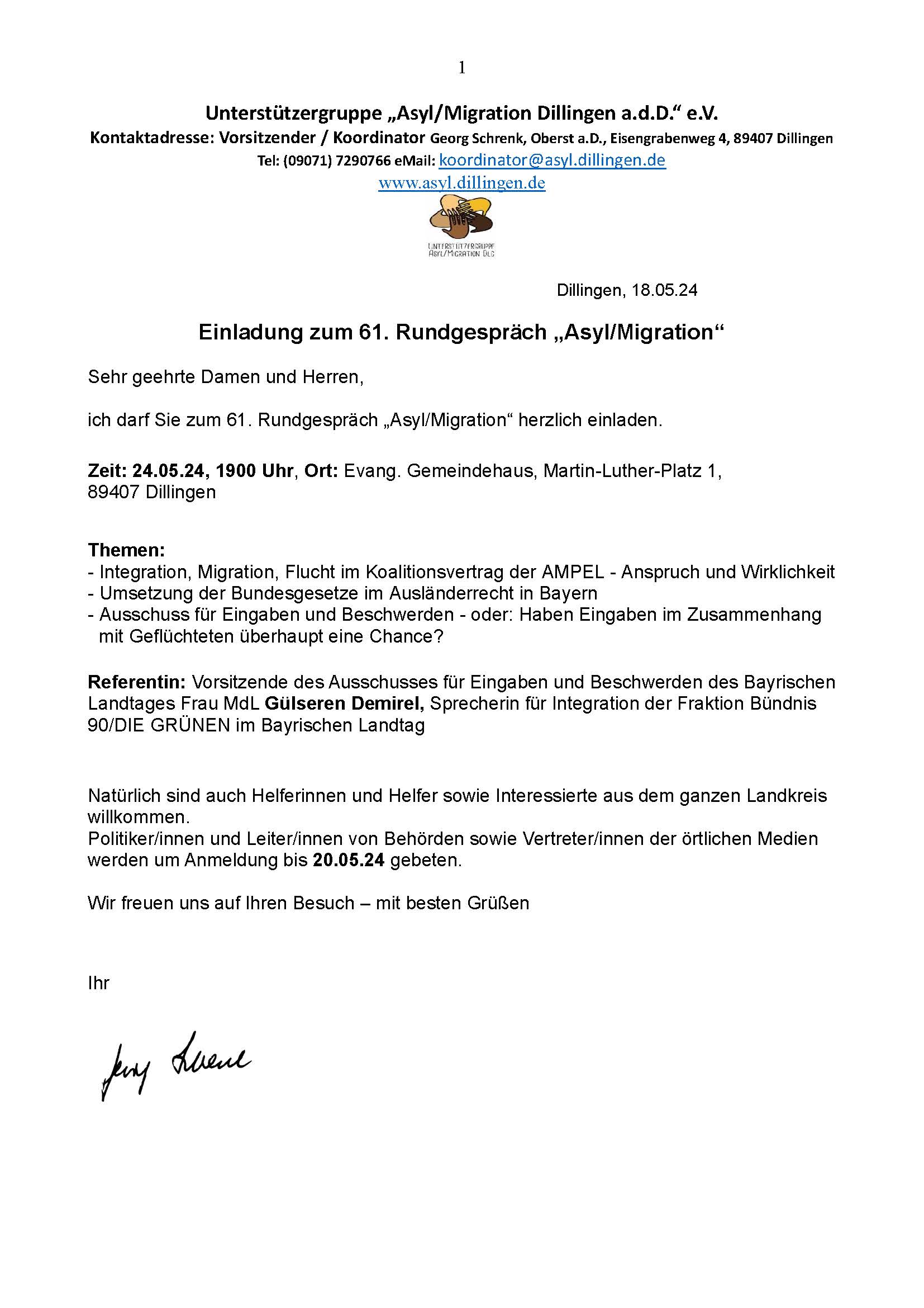 Anhang 5 Einladung 61. Rundgesprach