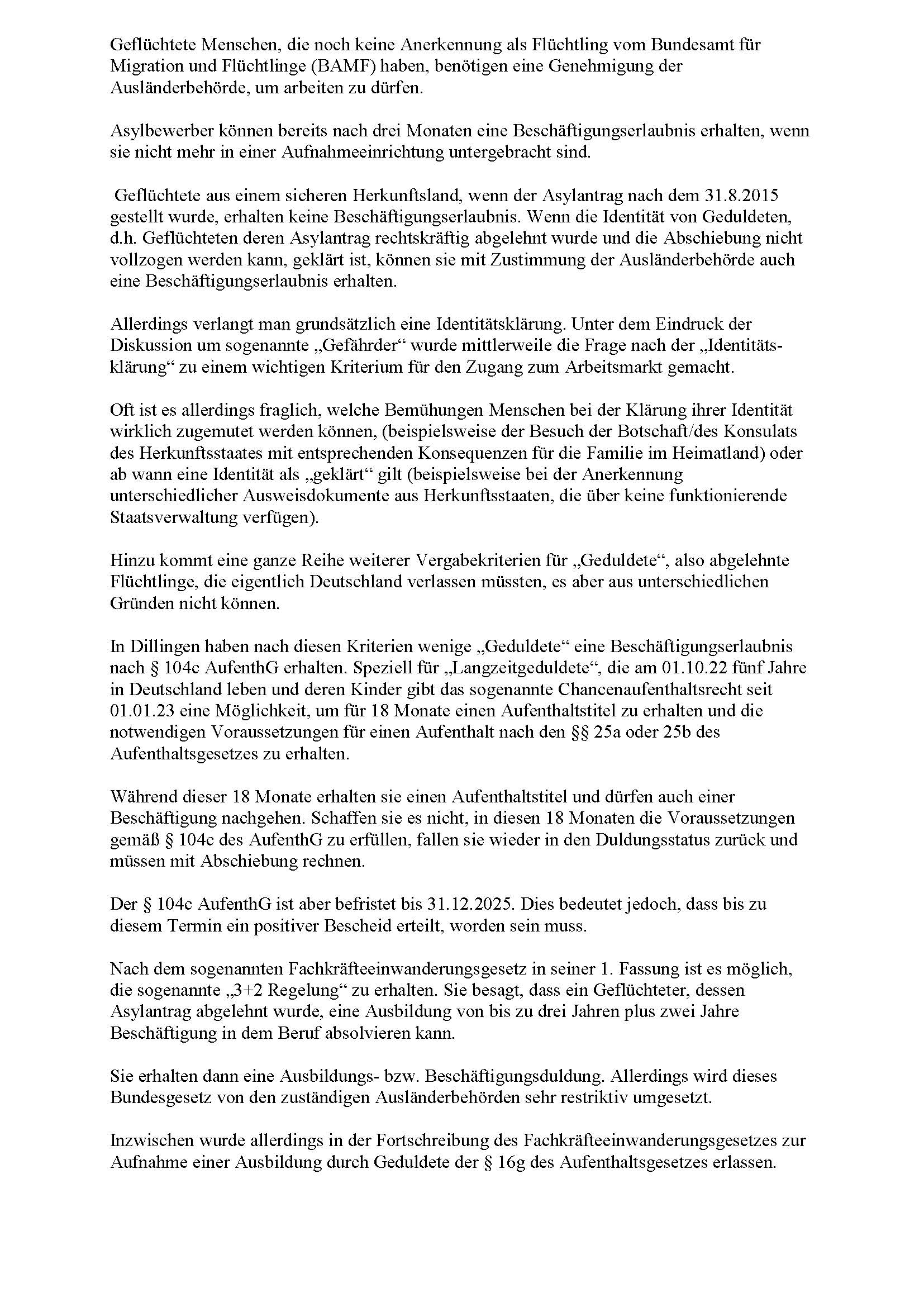 Arbeit von gefluchtete Menschen Seite 1