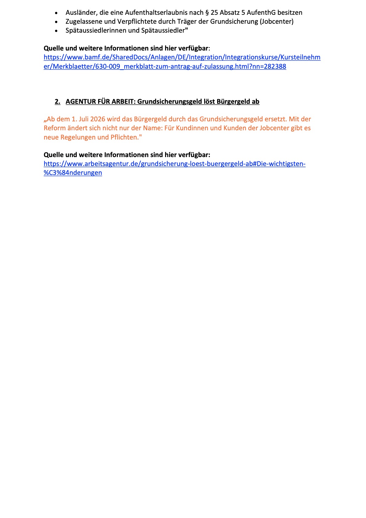 INTEGRATIONSKURSE ab August 2026 2