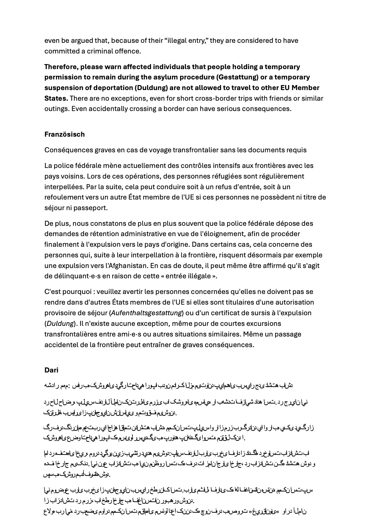 verbessert Vorsicht bei Grenzuberschreitung conv 2